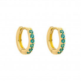 Stříbrné náušnice Crystal Hoop Gold Green