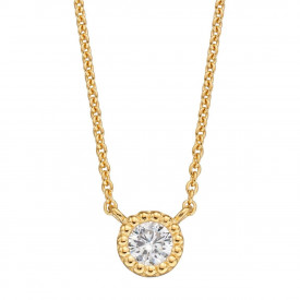 Stříbrný náhrdelník Millegrain Edge  GOLD Cubic Zirconia