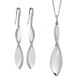 Strieborné náušnice + náhrdelník Fiorelli Silver CZ Twist